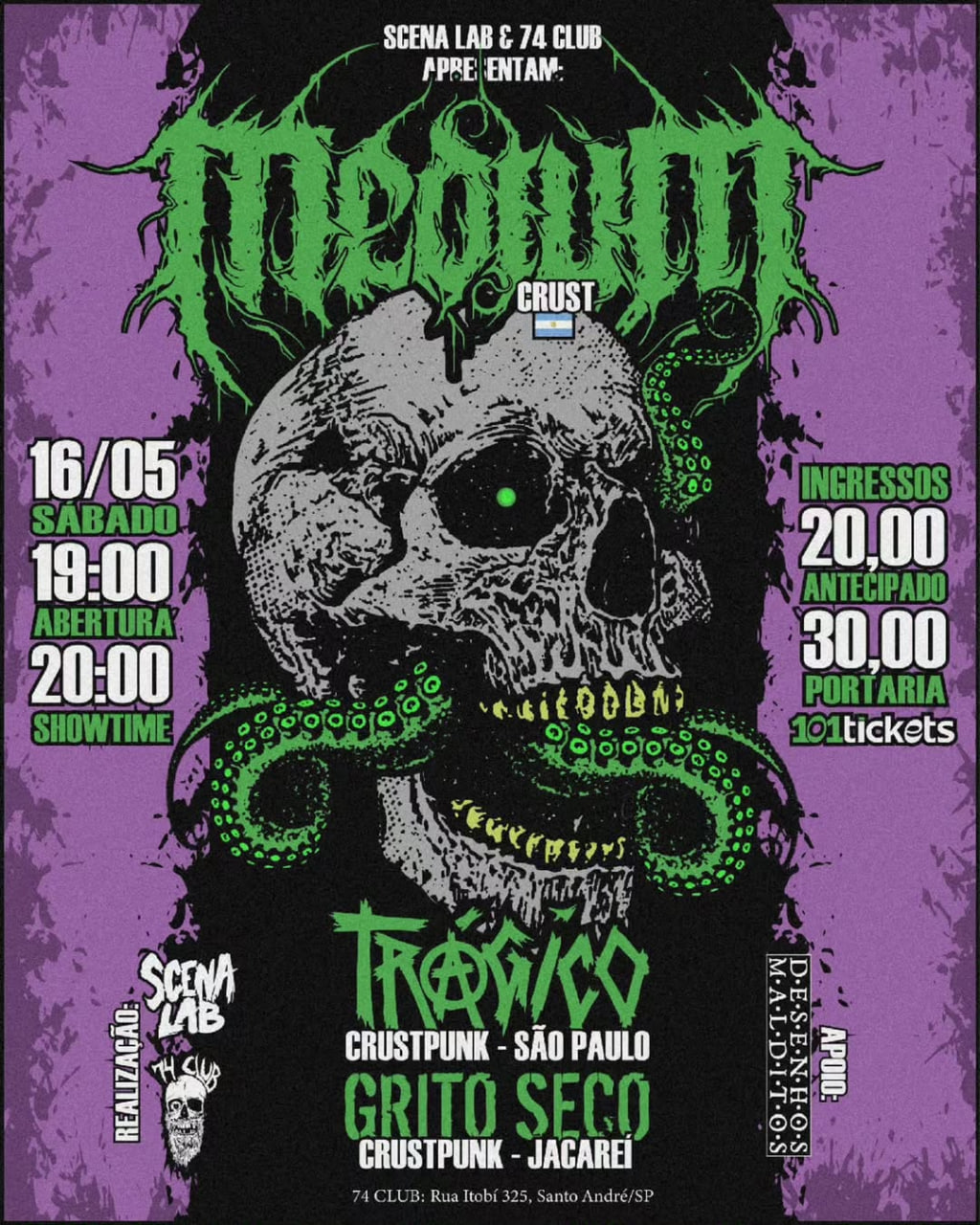 MediuM, Trágico e Grito Seco no 74 Club